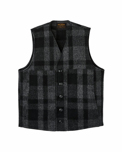 Filson Men Mackinaw Wool Vest - Charcoal / Black Heritage Plaid
