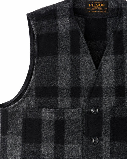 Filson Men Mackinaw Wool Vest - Charcoal / Black Heritage Plaid