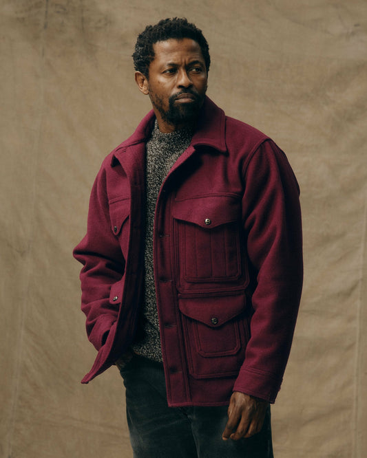 Filson Men 1940s Mackinaw Wool Cruiser Jacket - Wine