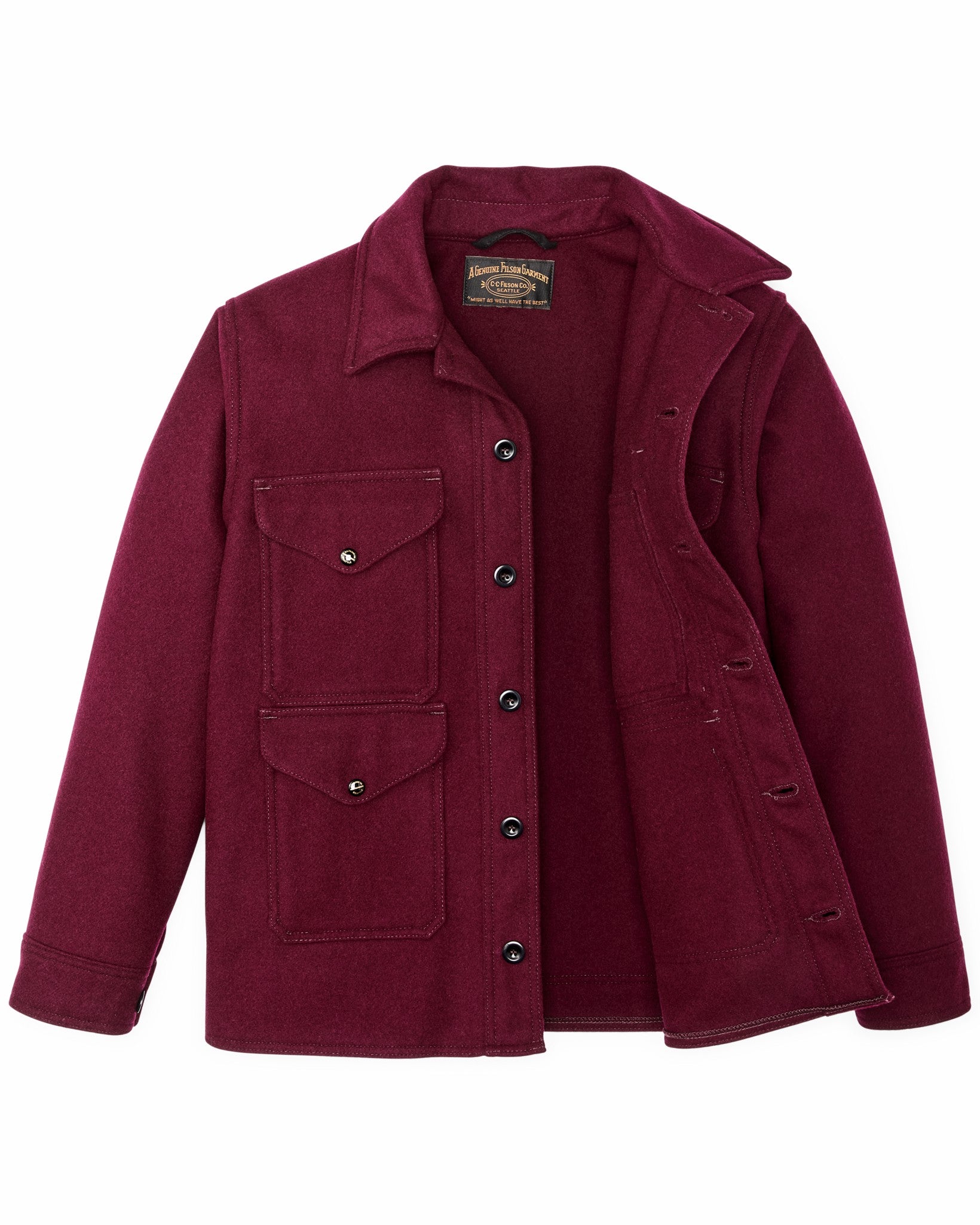 Filson Men 1940s Mackinaw Wool Cruiser Jacket - Wine