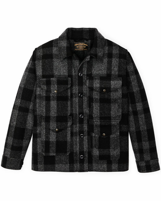 Filson Men 1940s Mackinaw Wool Cruiser Jacket - Charcoal / Black Heritage Plaid