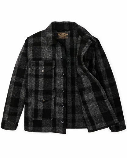 Filson Men 1940s Mackinaw Wool Cruiser Jacket - Charcoal / Black Heritage Plaid