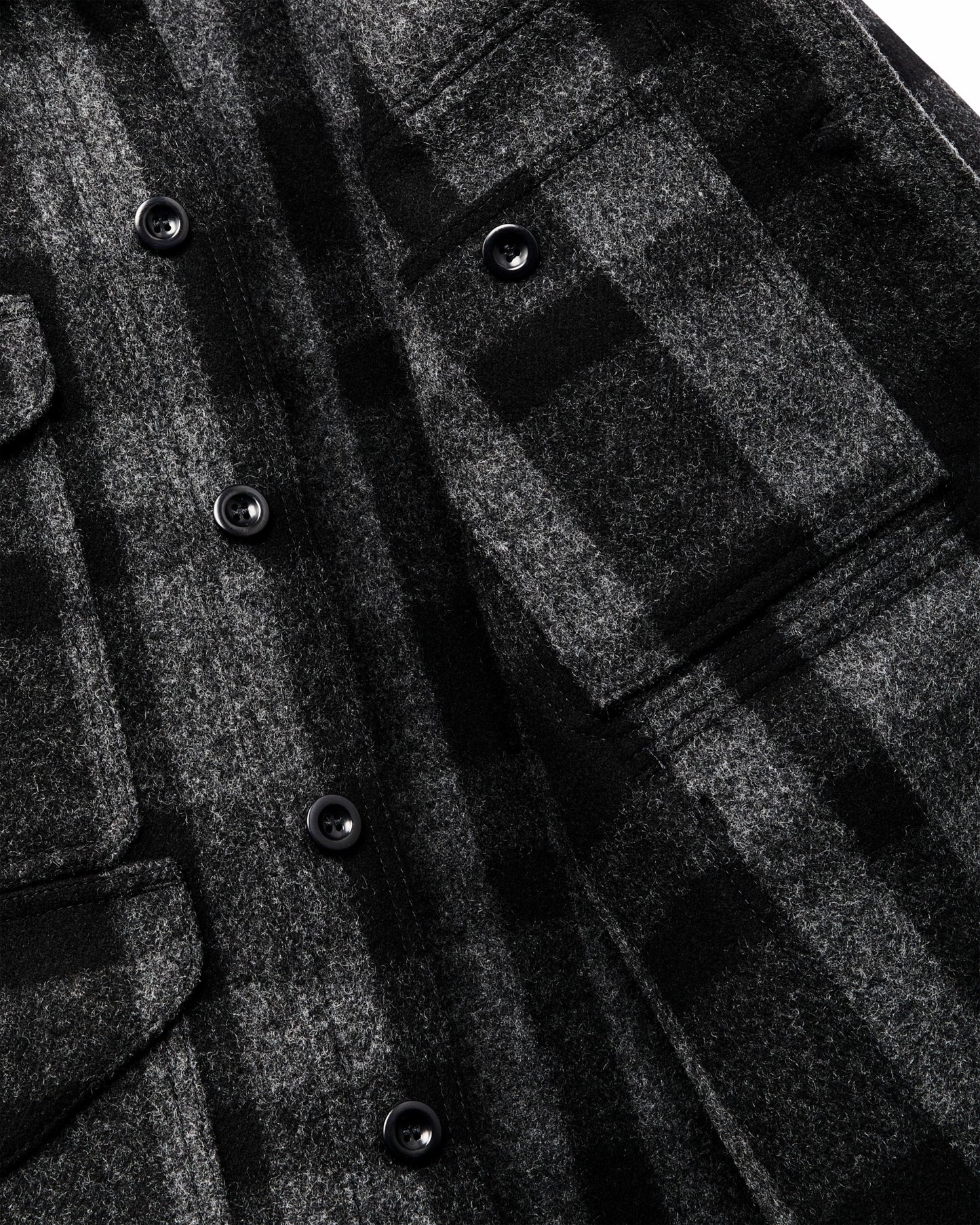 Filson Men 1940s Mackinaw Wool Cruiser Jacket - Charcoal / Black Heritage Plaid