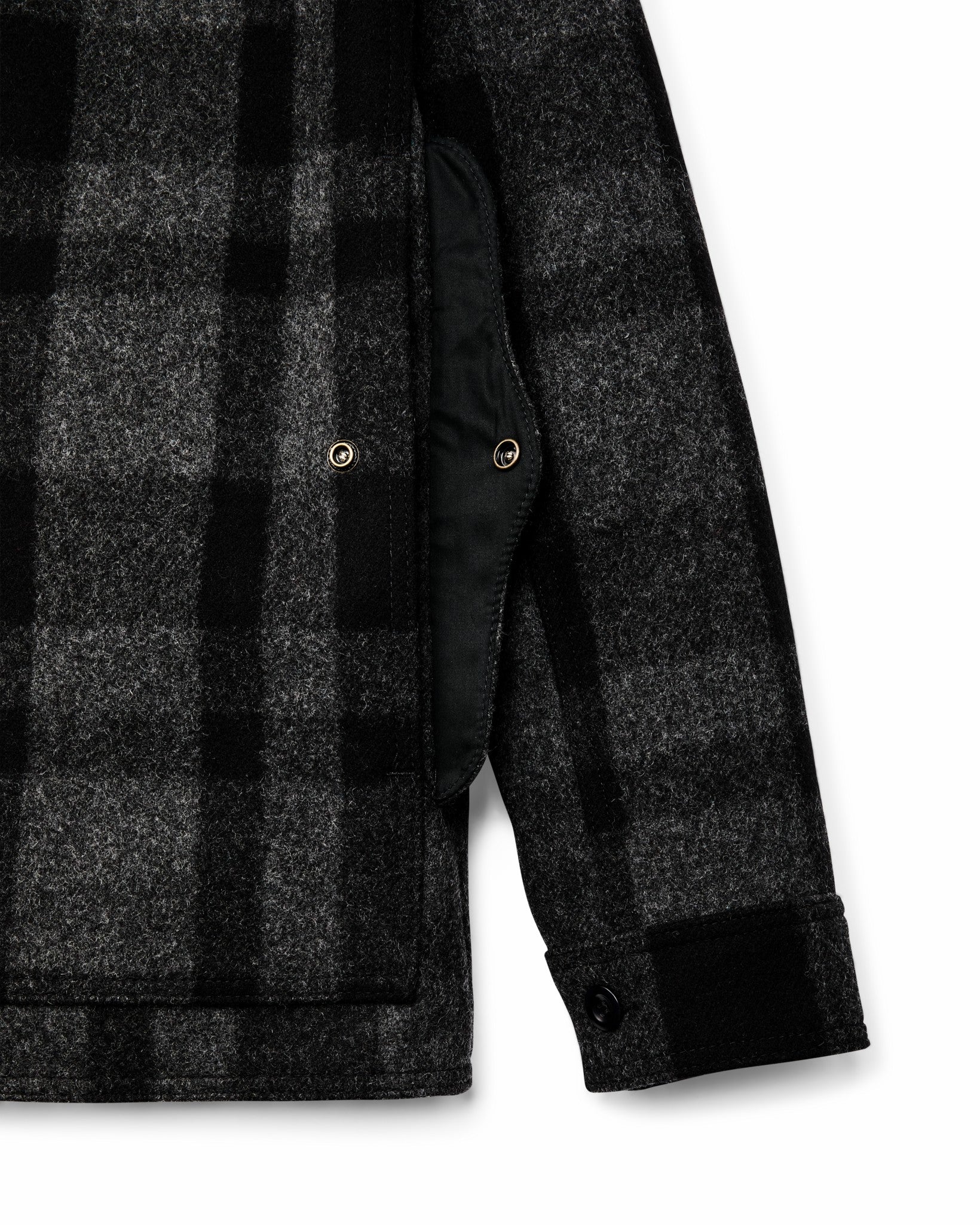Filson Men 1940s Mackinaw Wool Cruiser Jacket - Charcoal / Black Heritage Plaid