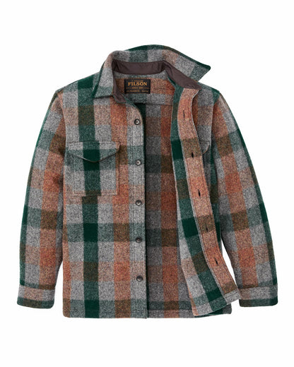 Filson Men Mackinaw Wool Jac-shirt - Green / Orange / Gray Plaid