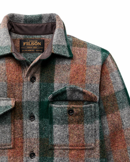 Filson Men Mackinaw Wool Jac-shirt - Green / Orange / Gray Plaid