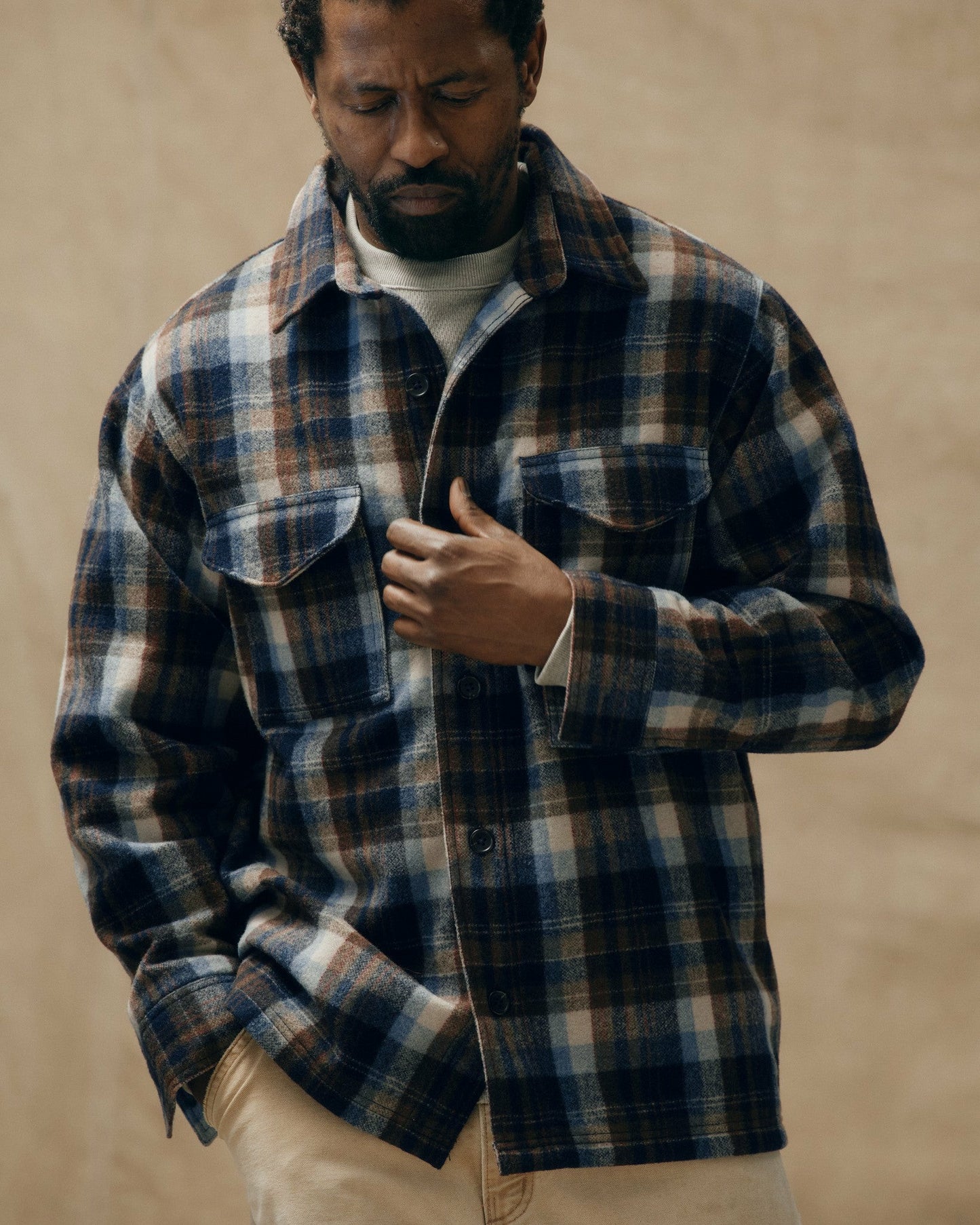 Filson Men Wool Jac-shirt - Brown / Light Blue Multi Plaid