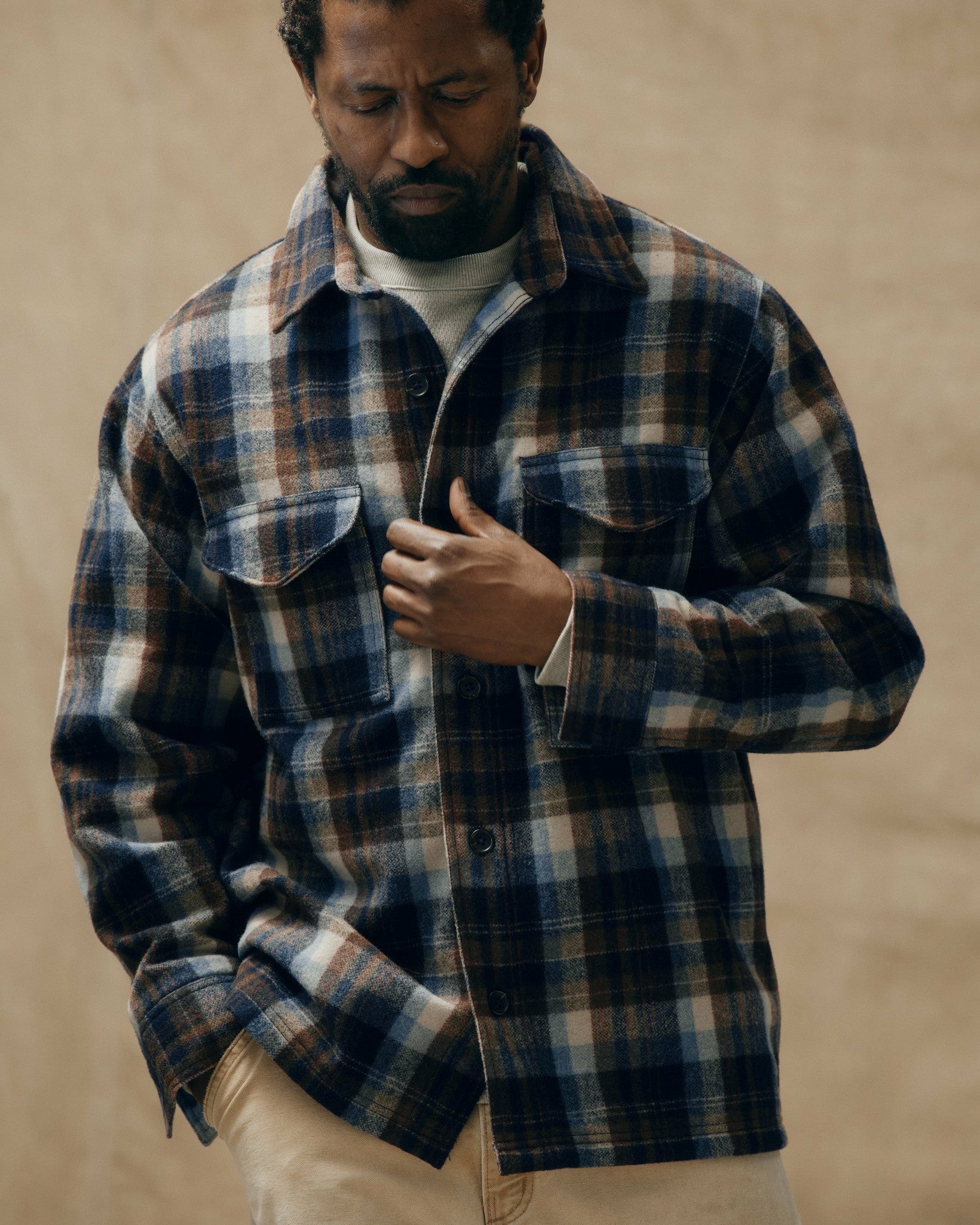 Filson Men Wool Jac-shirt - Brown / Light Blue Multi Plaid