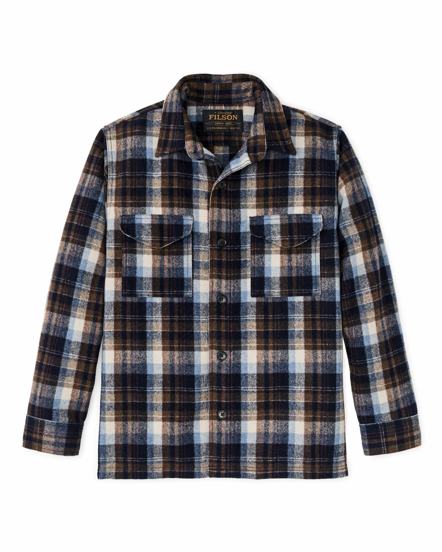 Filson Men Wool Jac-shirt - Brown / Light Blue Multi Plaid