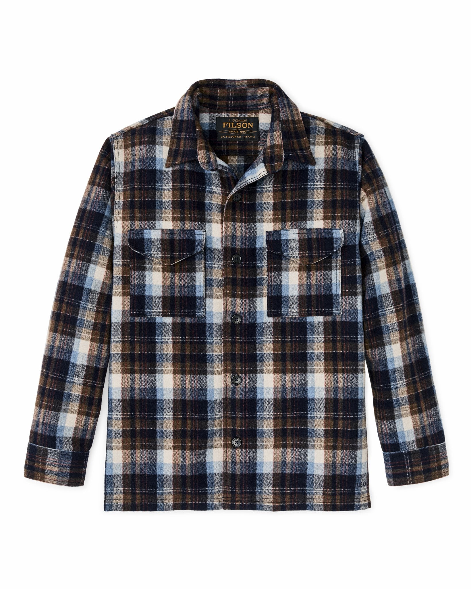 Filson Men Wool Jac-shirt - Brown / Light Blue Multi Plaid