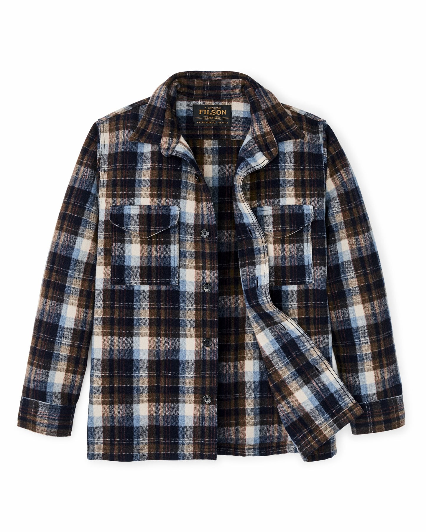 Filson Men Wool Jac-shirt - Brown / Light Blue Multi Plaid
