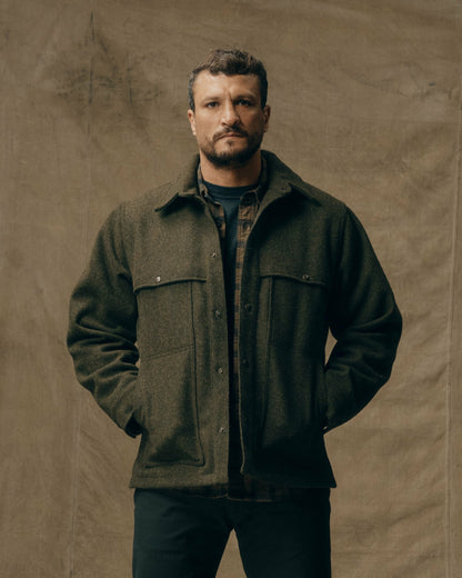 Filson Men Mackinaw Wool Cape Coat - Forest Green