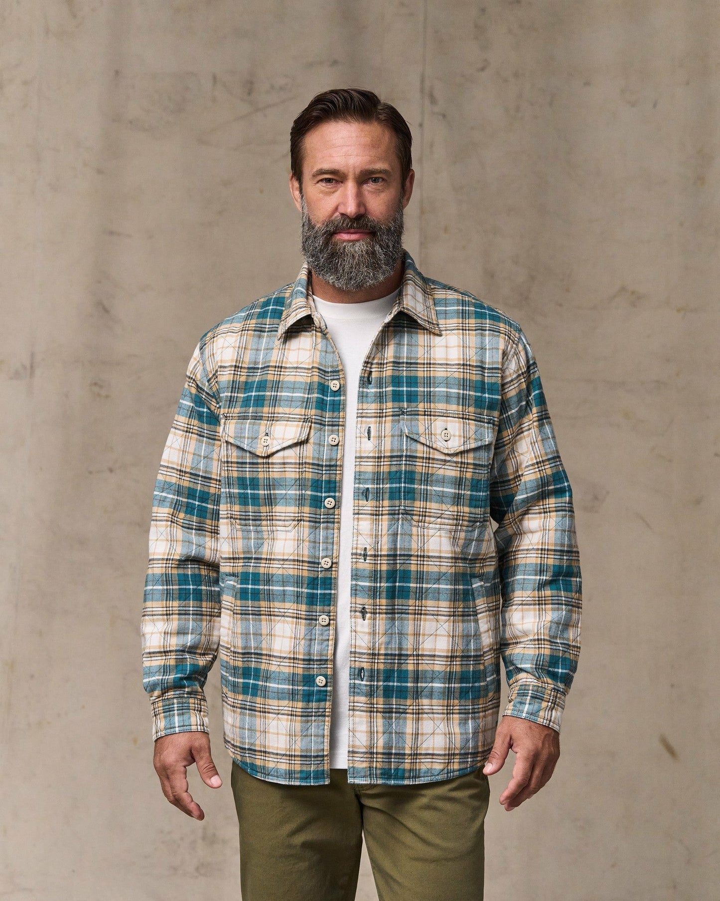 Filson Men Insulated Flannel Jac-shirt - Teal / Khaki Plaid