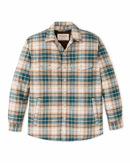 Filson Men Insulated Flannel Jac-shirt - Teal / Khaki Plaid