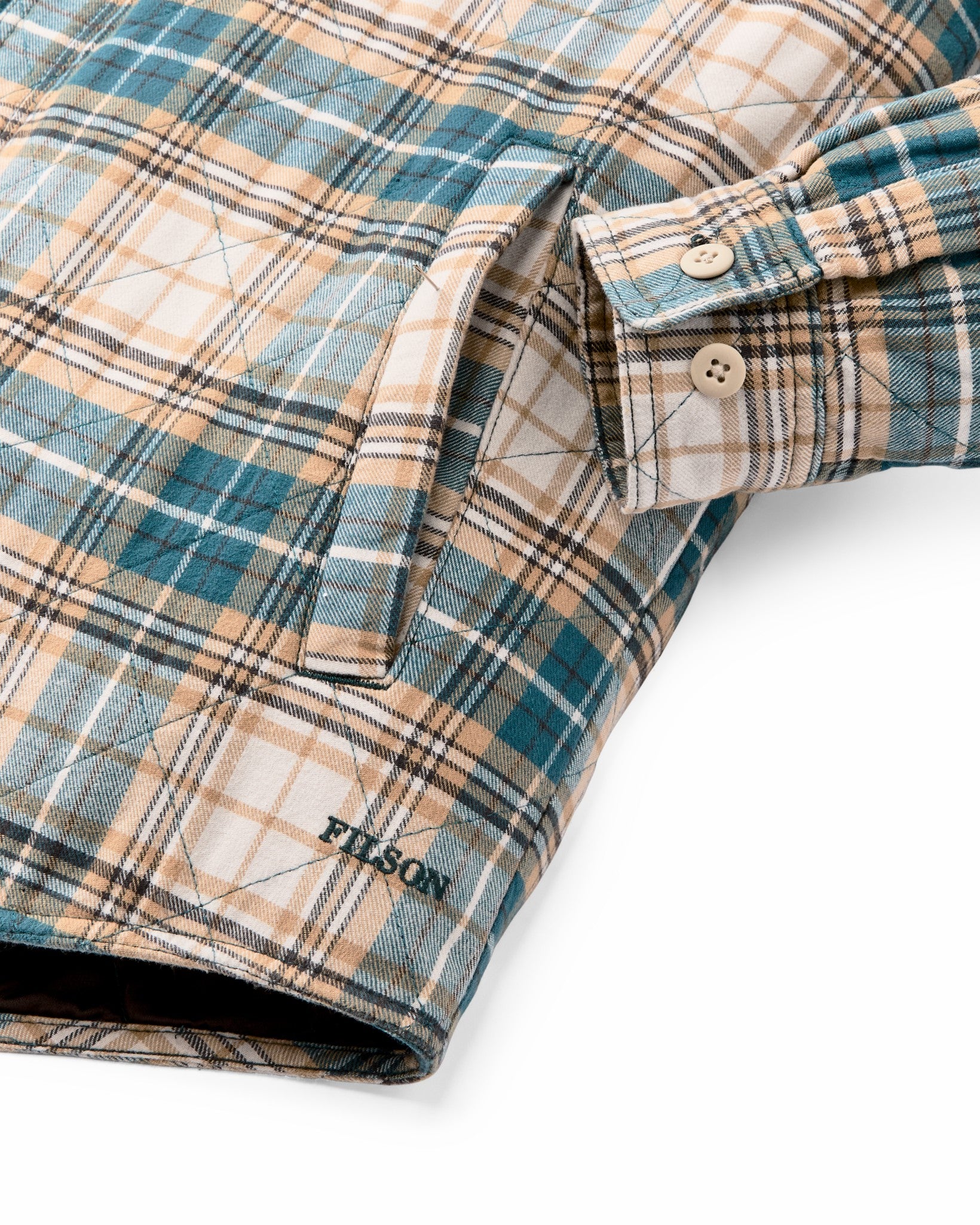 Filson Men Insulated Flannel Jac-shirt - Teal / Khaki Plaid