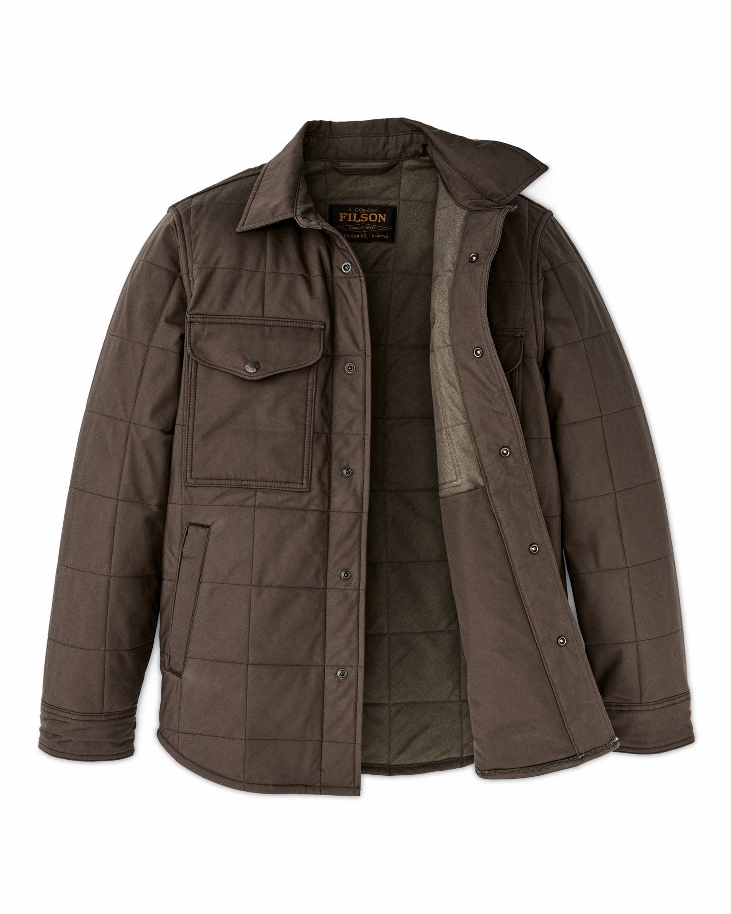 Filson Men Cover Cloth Quilted Jac-shirt - Slate Black