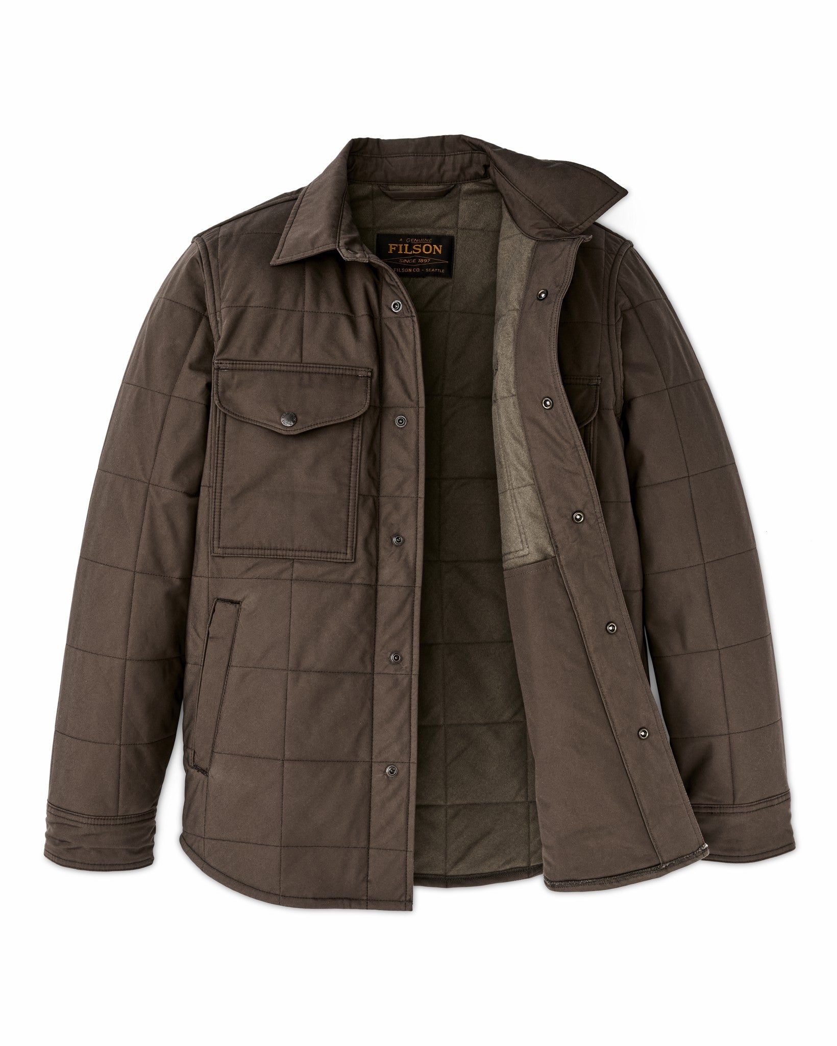 Filson Men Cover Cloth Quilted Jac-shirt - Slate Black