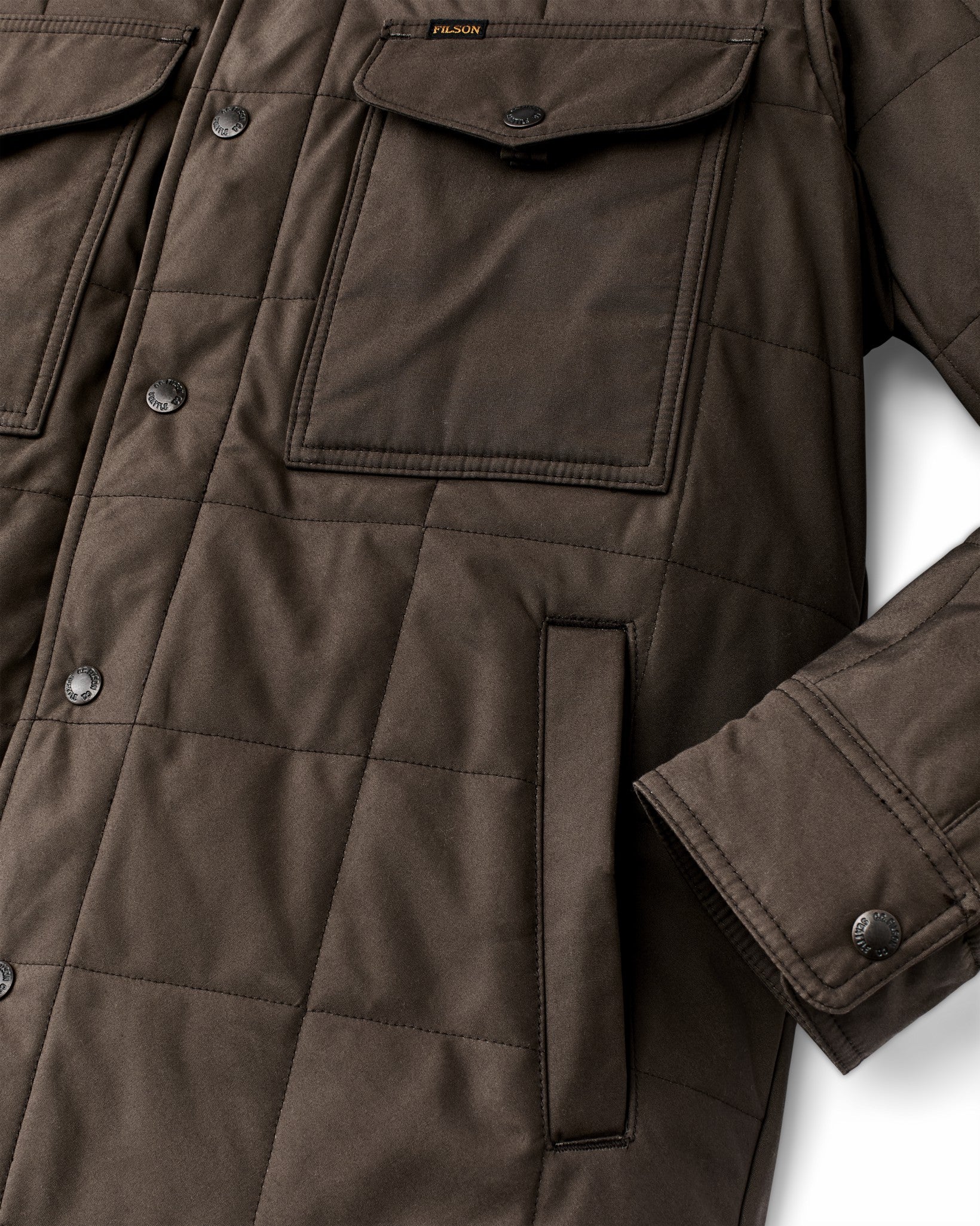 Filson Men Cover Cloth Quilted Jac-shirt - Slate Black