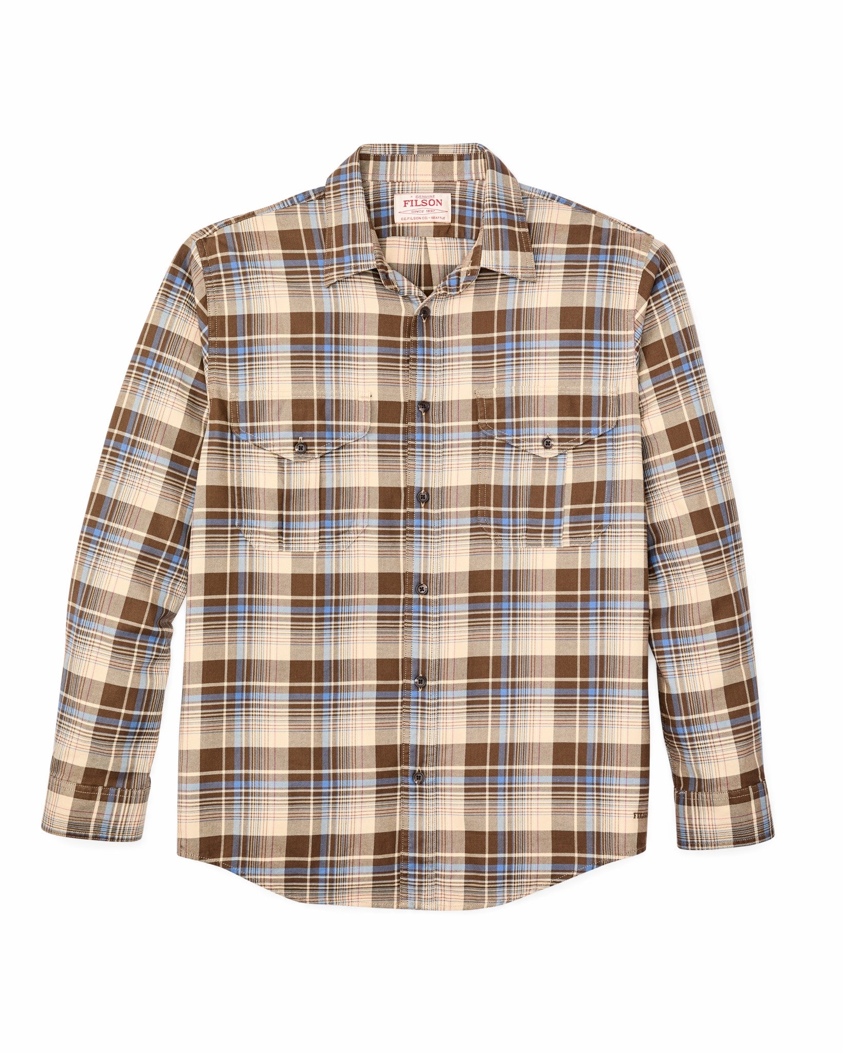 Filson Men Lightweight Alaskan Guide Shirt - Cream / Blue / Multi Plaid