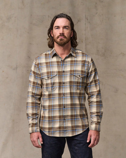 Filson Men Lightweight Alaskan Guide Shirt - Cream / Blue / Multi Plaid