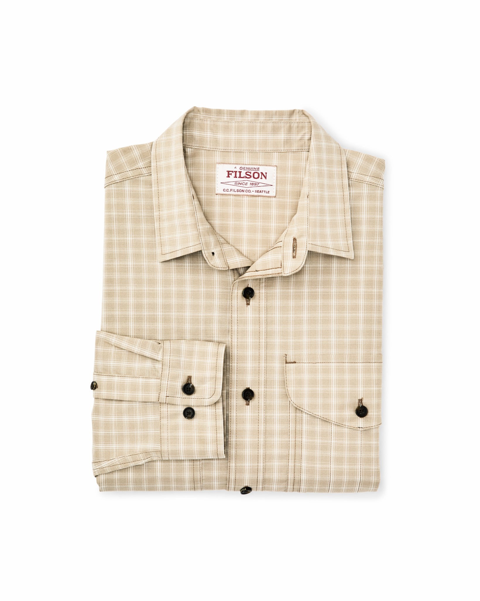 Filson Men Twin Lakes Sport Shirt - Tan / Cream Plaid