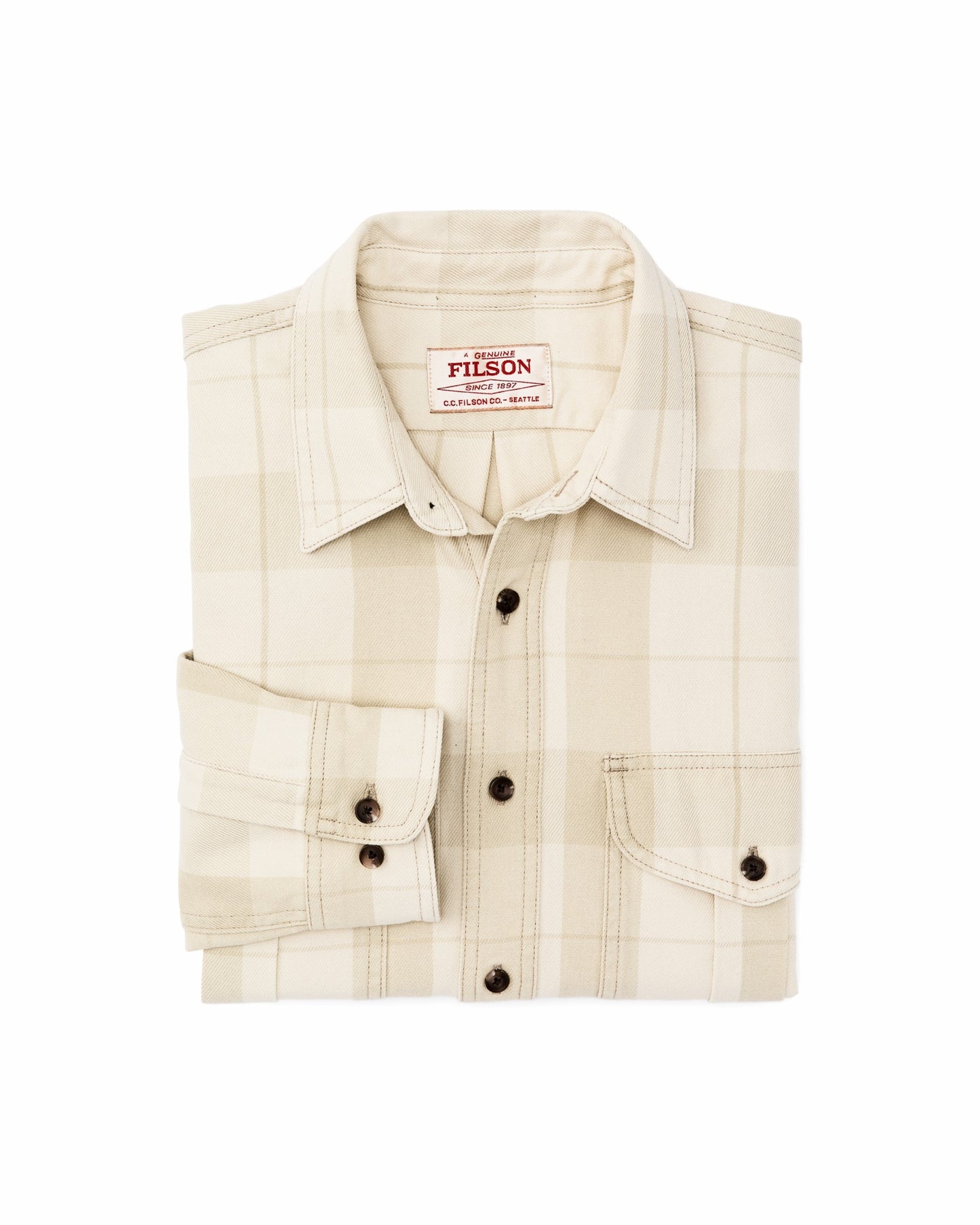 Filson Men Vintage Wash Alaskan Guide Shirt - Sand / Stone Plaid