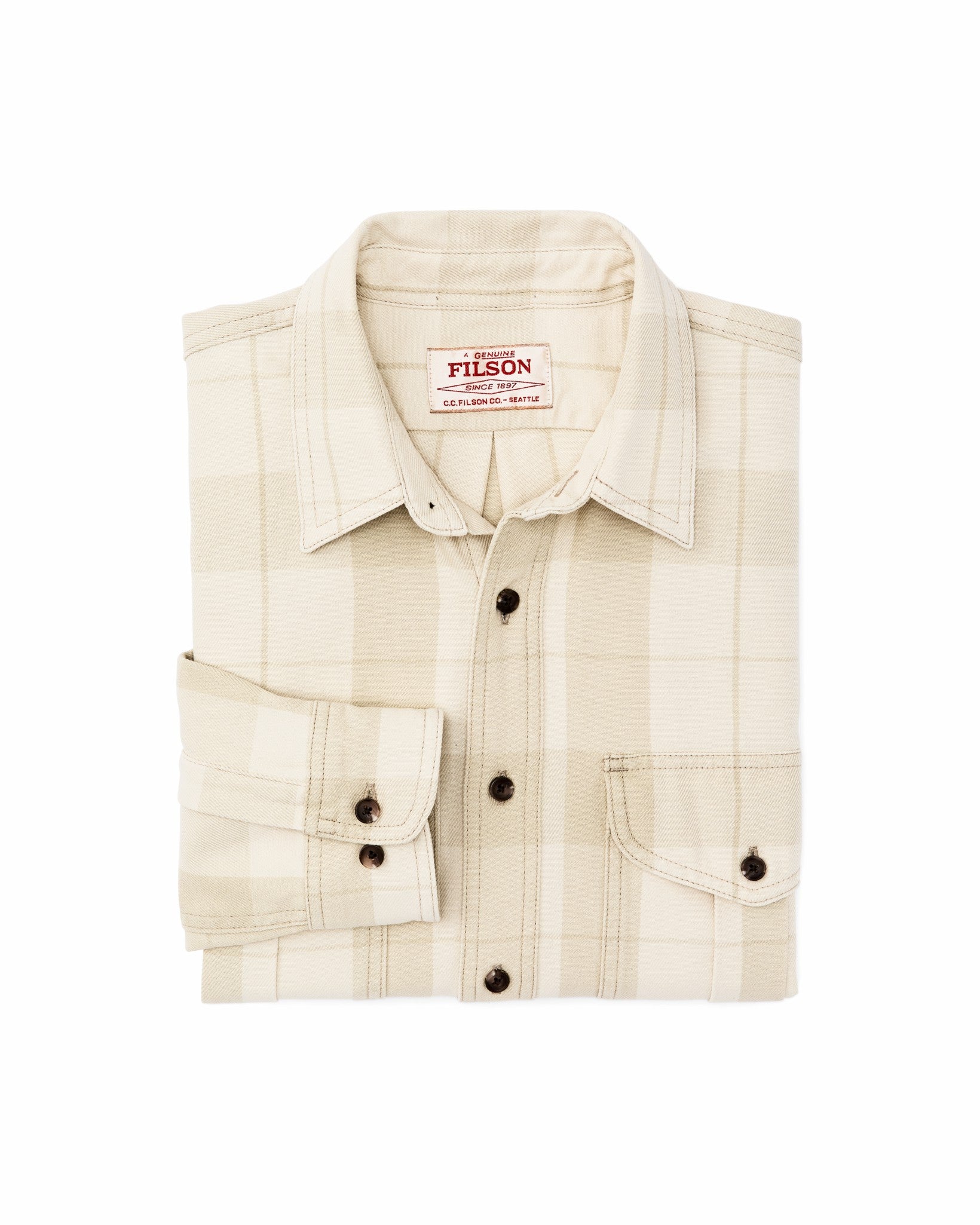Filson Men Vintage Wash Alaskan Guide Shirt - Sand / Stone Plaid