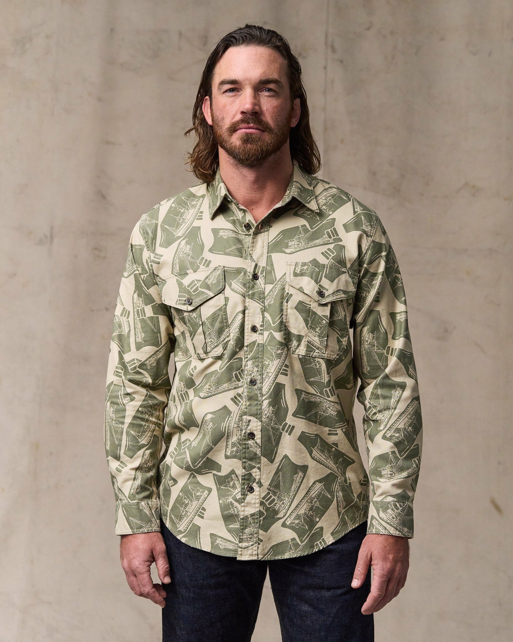 Filson Men Lightweight Alaskan Guide Shirt - Khaki / Print