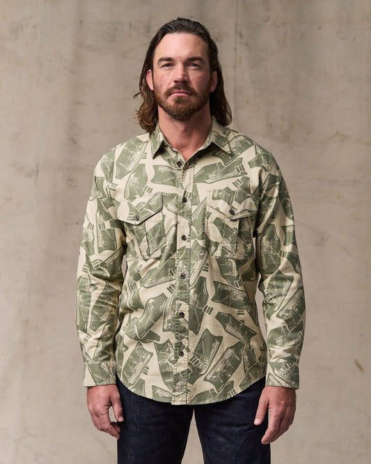 Filson Men Lightweight Alaskan Guide Shirt - Khaki / Print