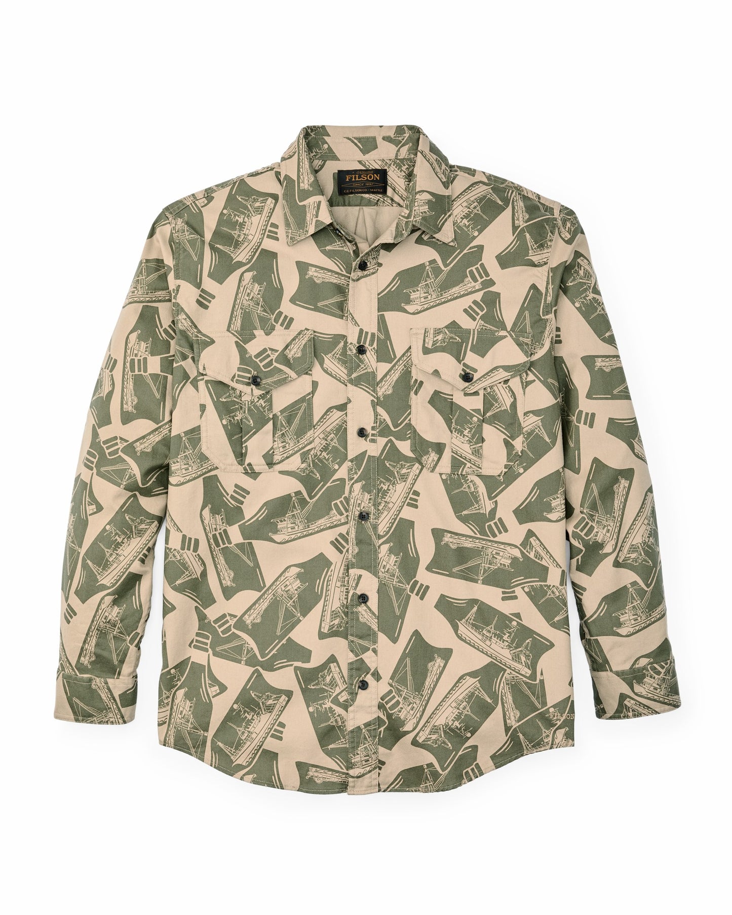 Filson Men Lightweight Alaskan Guide Shirt - Khaki / Print