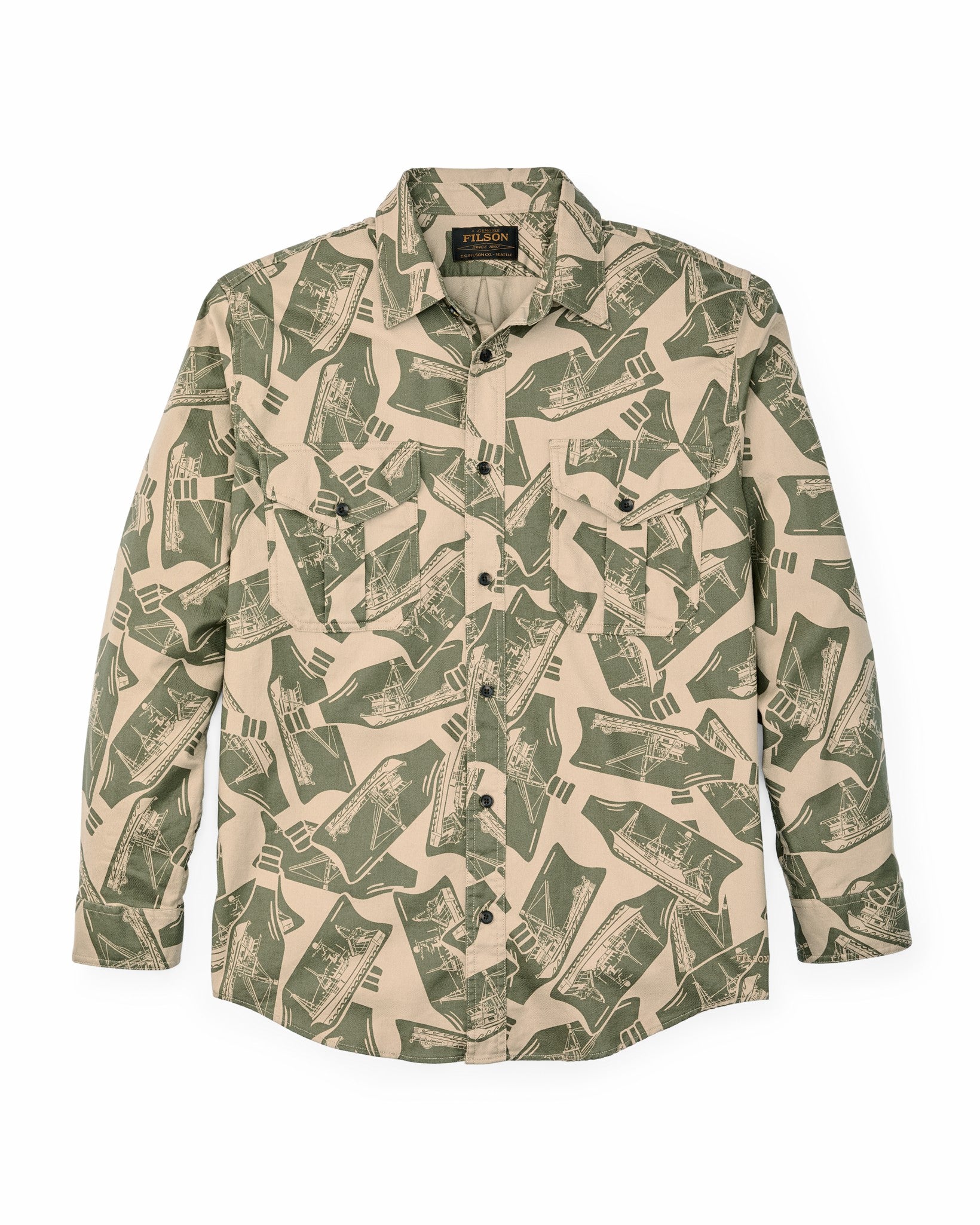 Filson Men Lightweight Alaskan Guide Shirt - Khaki / Print