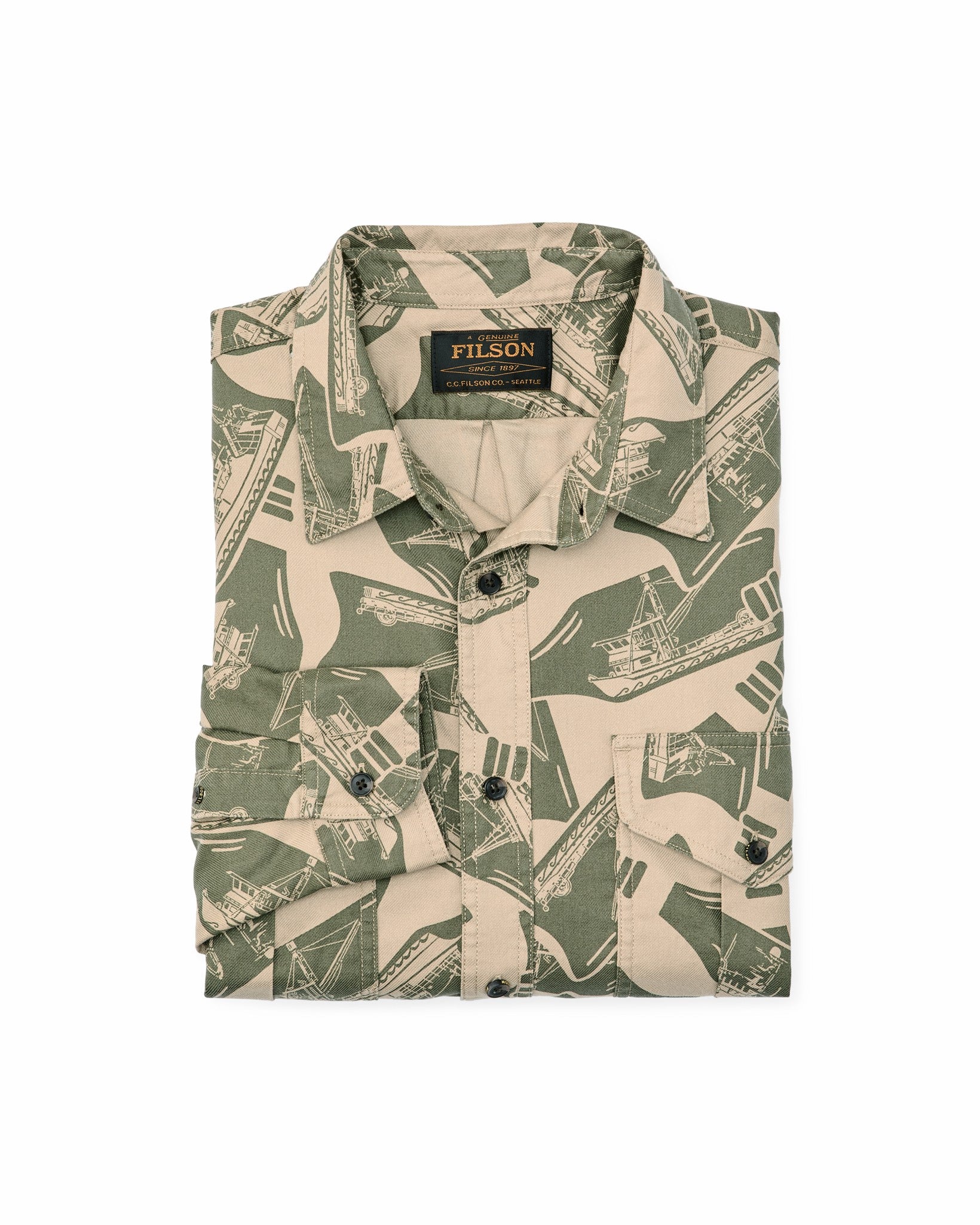 Filson Men Lightweight Alaskan Guide Shirt - Khaki / Print