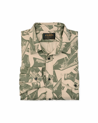 Filson Men Lightweight Alaskan Guide Shirt - Khaki / Print
