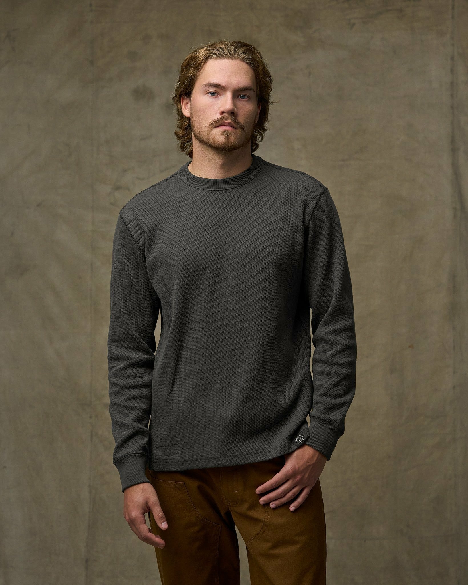 Filson Men Waffle Knit Thermal Crewneck - Faded Black