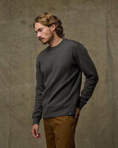 Filson Men Waffle Knit Thermal Crewneck - Faded Black