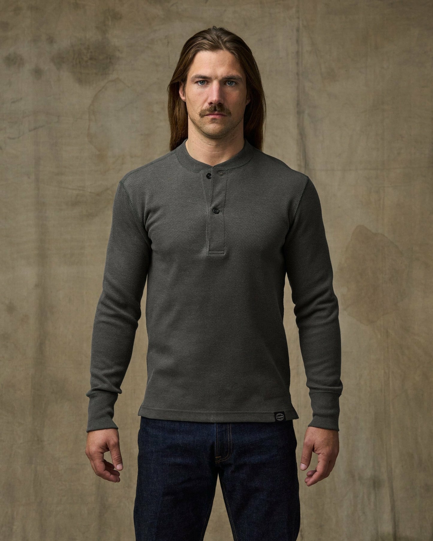 Filson Men Waffle Knit Henley - Charcoal