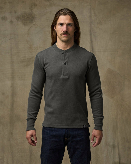 Filson Men Waffle Knit Henley - Charcoal