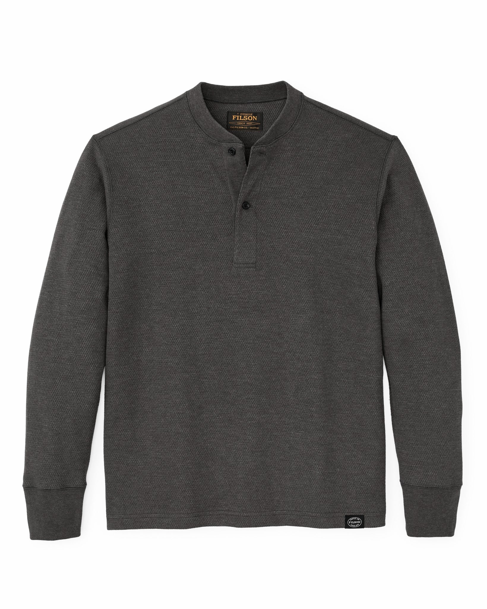 Filson Men Waffle Knit Henley - Charcoal