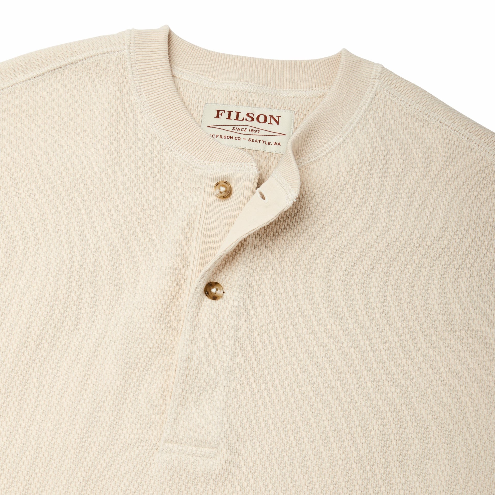 Filson Men Men's 100% Cotton Waffle Knit Henley