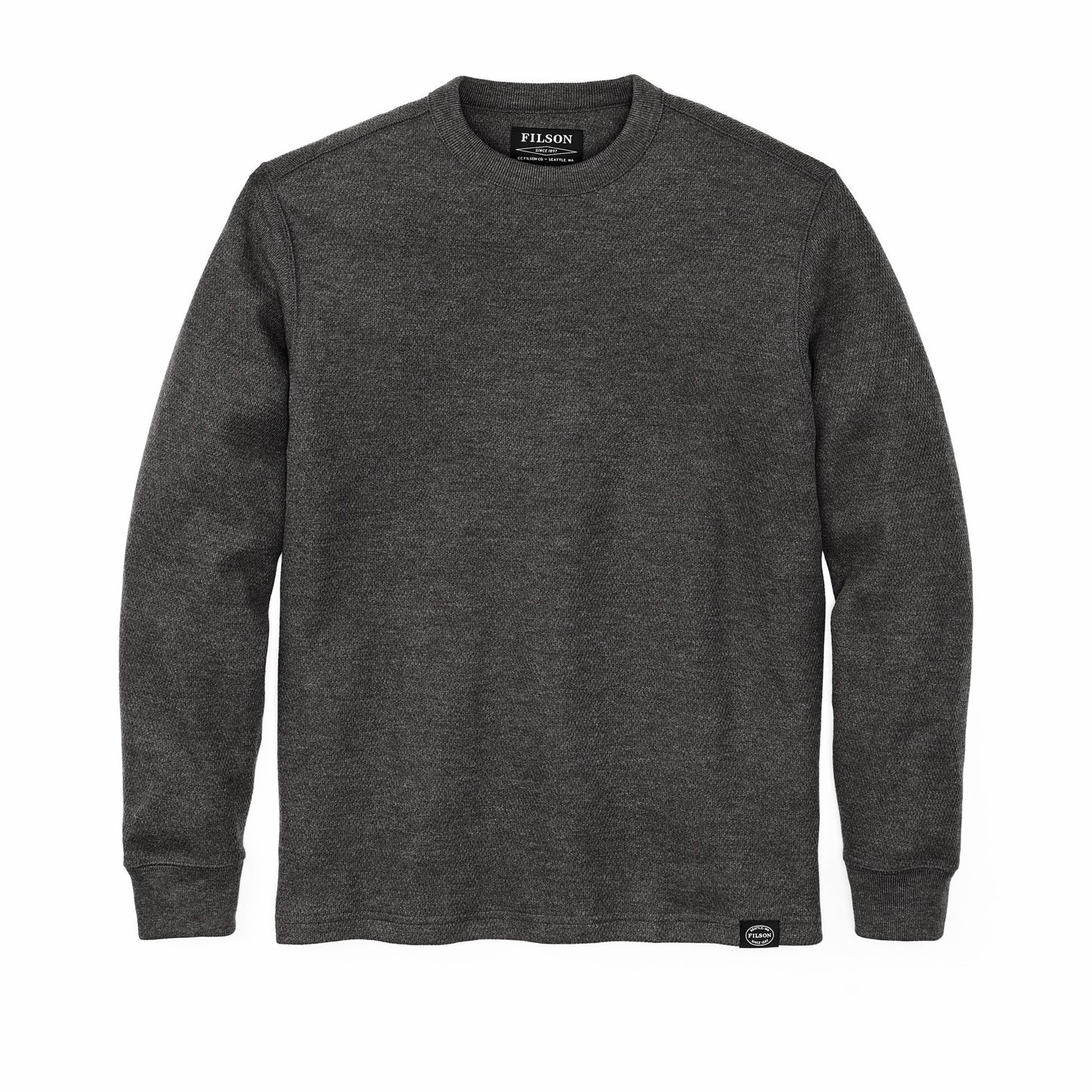 Filson Men Men's Waffle Knit Thermal Crewneck Sweatshirt — Charcoal