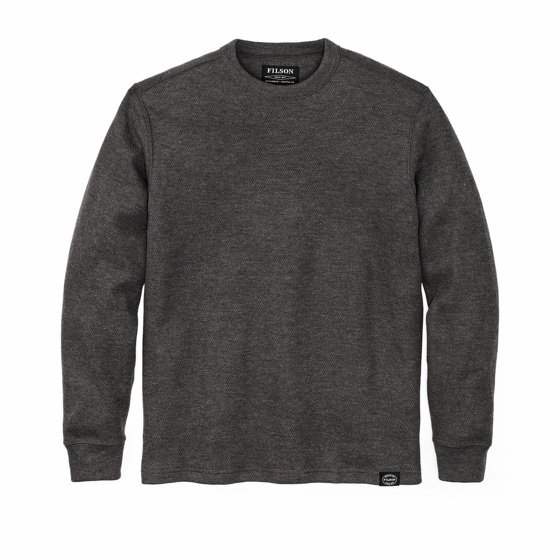 Filson Men Men's Waffle Knit Thermal Crewneck Sweatshirt — Charcoal