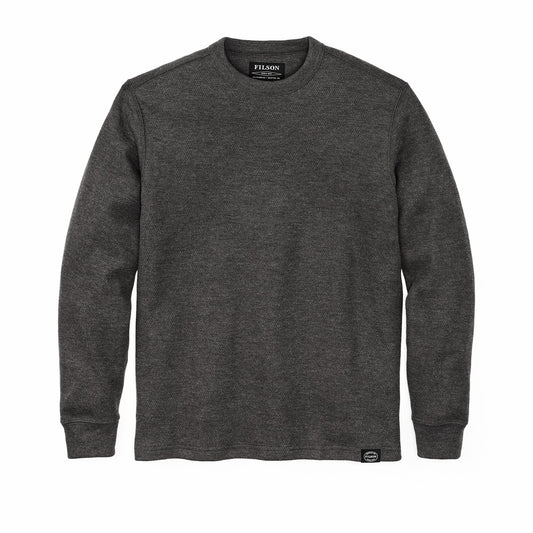 Filson Men Men's Waffle Knit Thermal Crewneck Sweatshirt — Charcoal