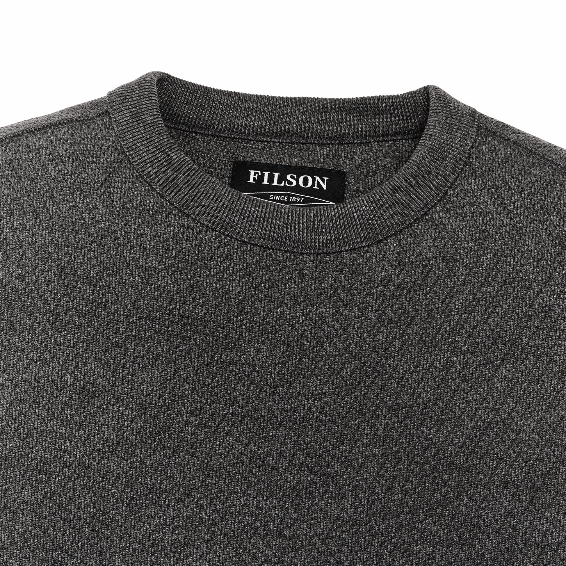 Filson Men Men's Waffle Knit Thermal Crewneck Sweatshirt — Charcoal