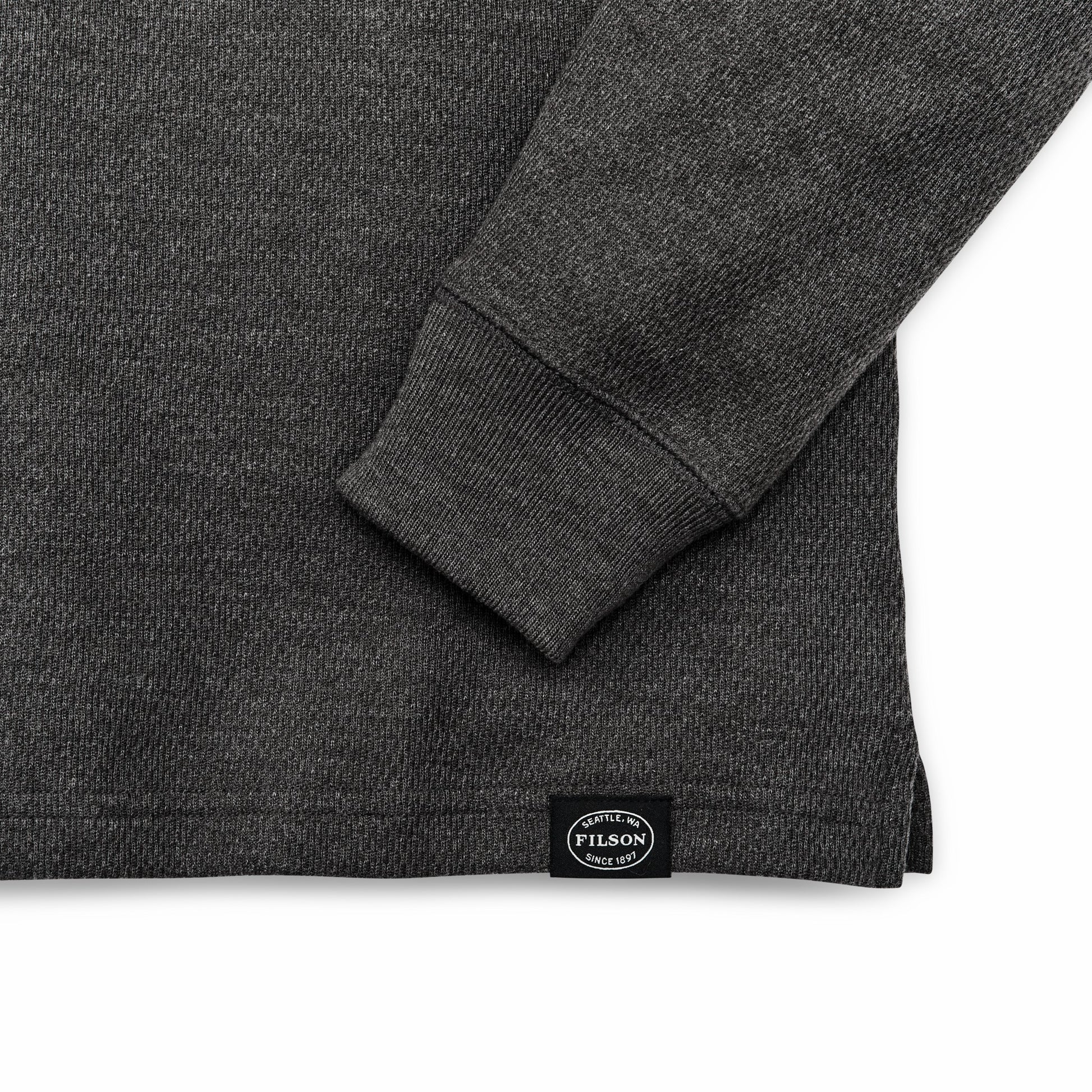 Filson Men Men's Waffle Knit Thermal Crewneck Sweatshirt — Charcoal