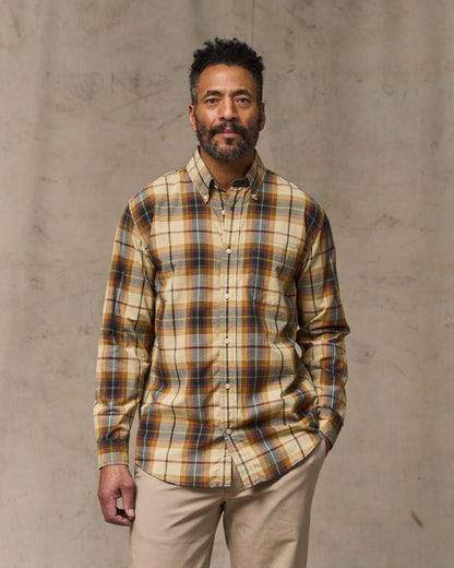 Filson Men Madras Button-Down Shirt - Tan / Spruce Multicolor