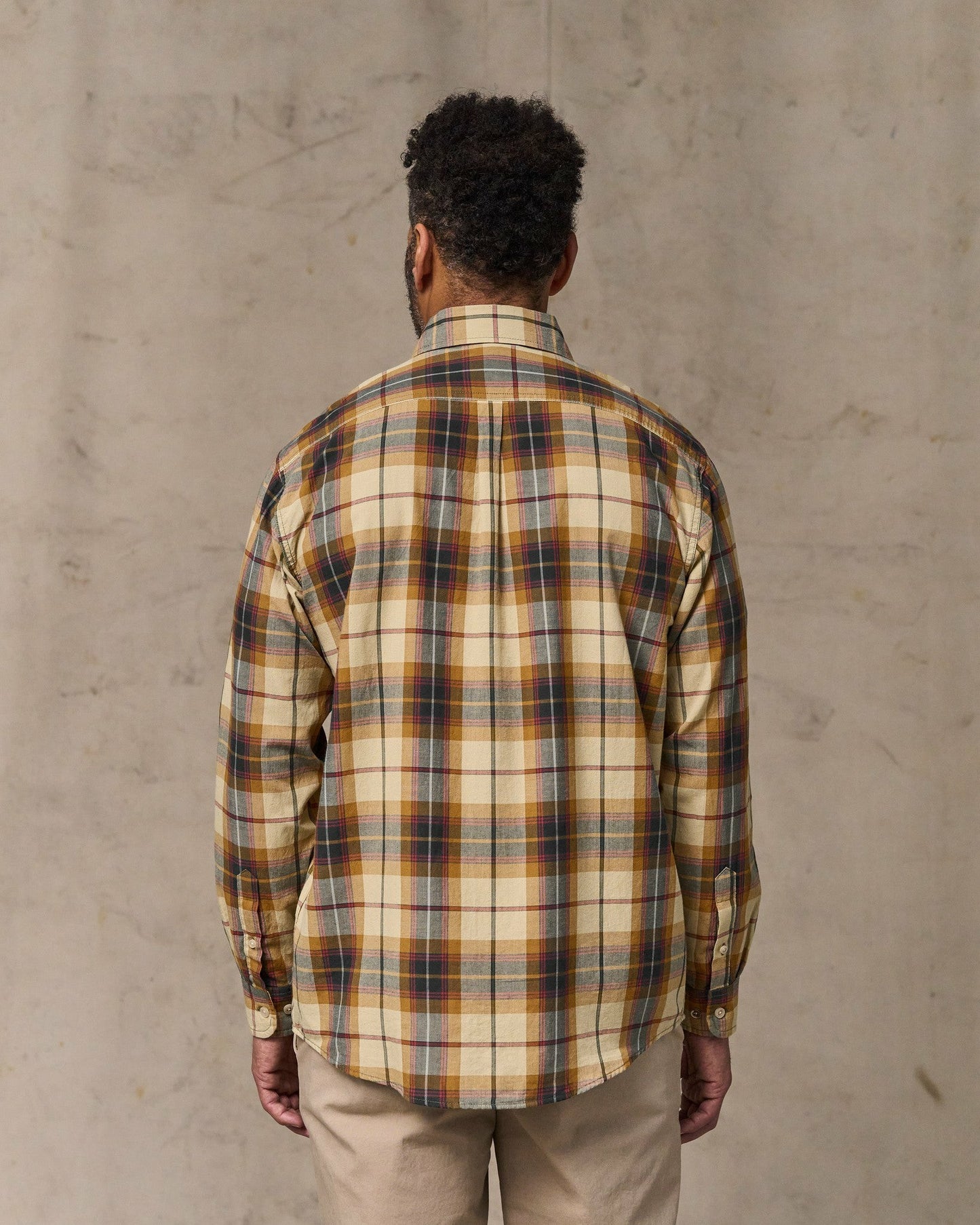 Filson Men Madras Button-Down Shirt - Tan / Spruce Multicolor