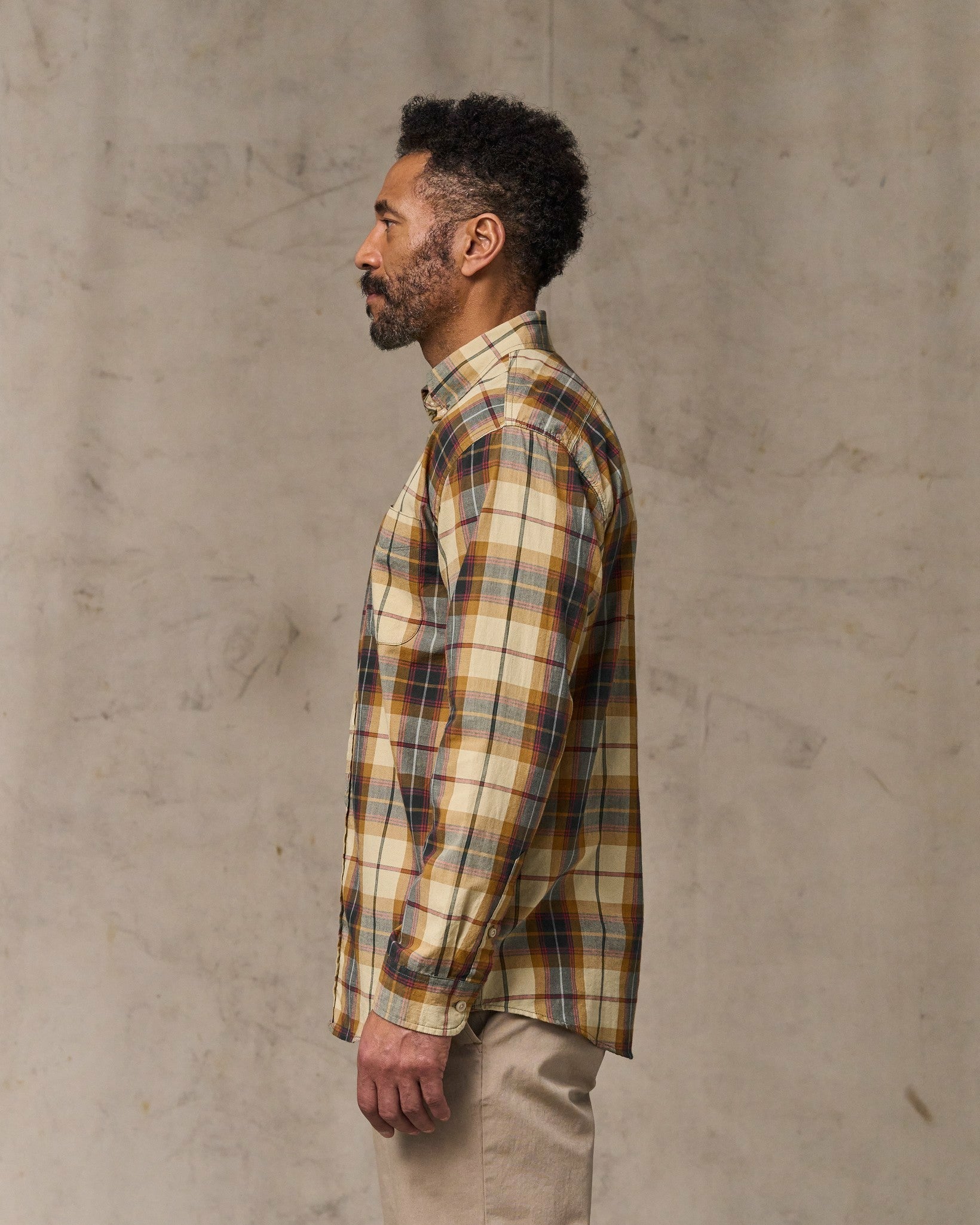 Filson Men Madras Button-Down Shirt - Tan / Spruce Multicolor