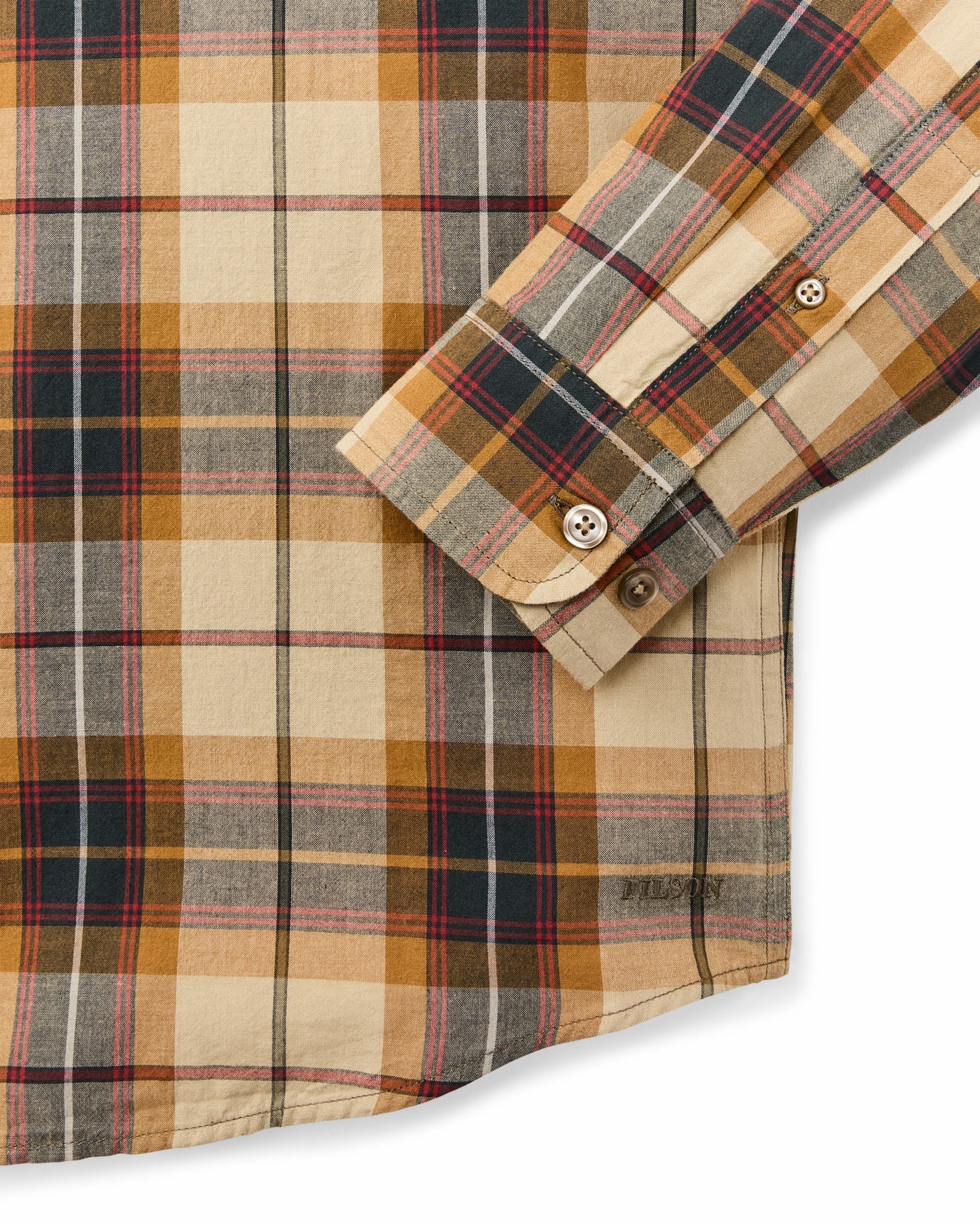 Filson Men Madras Button-Down Shirt - Tan / Spruce Multicolor