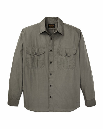 Filson Men Filson's Washed Feather Cloth Shirt - Olive Gray
