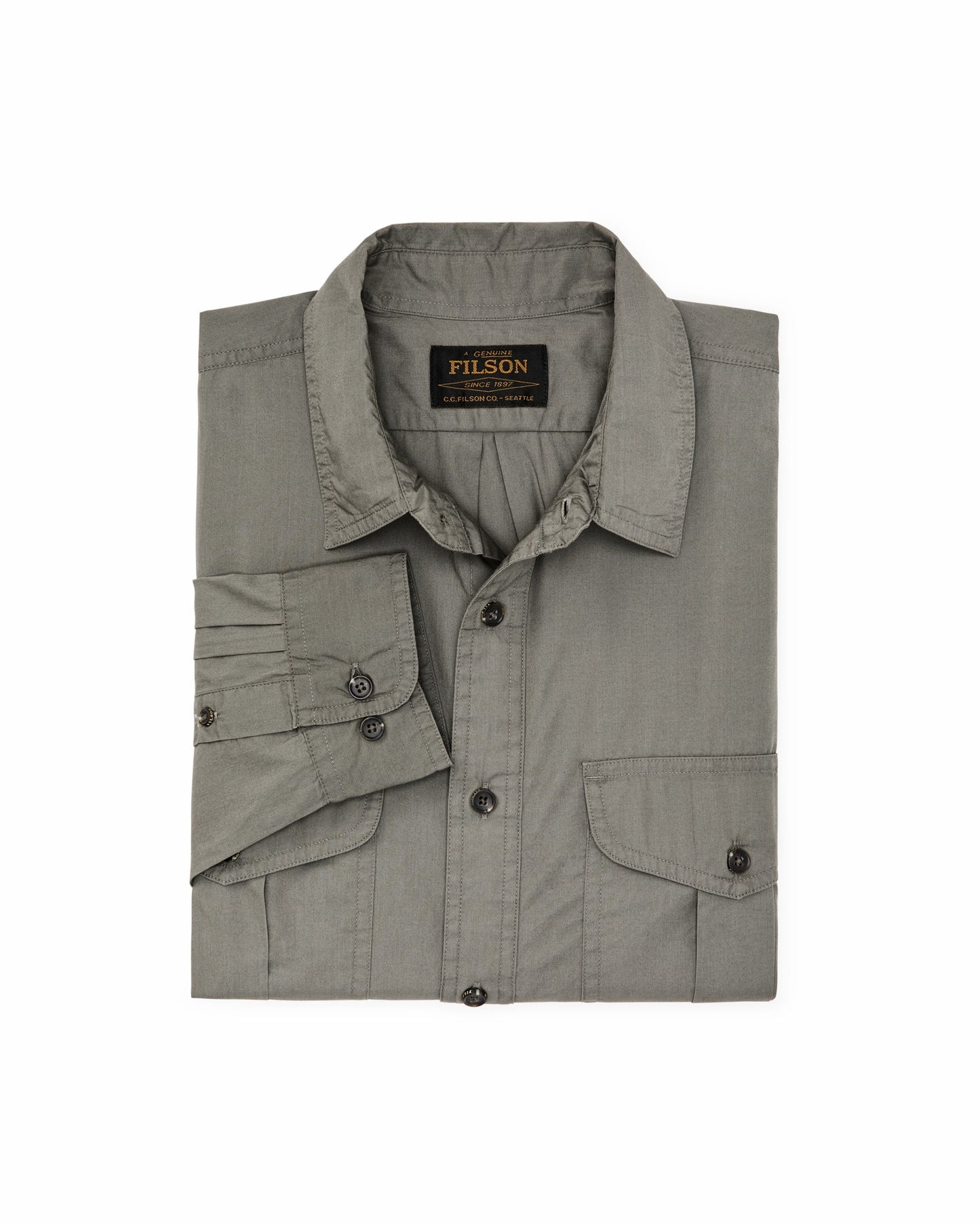 Filson Men Filson's Washed Feather Cloth Shirt - Olive Gray